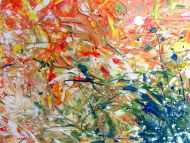 Detailaufnahme Modernes abstraktes Gemälde mit hellen bunten Farben