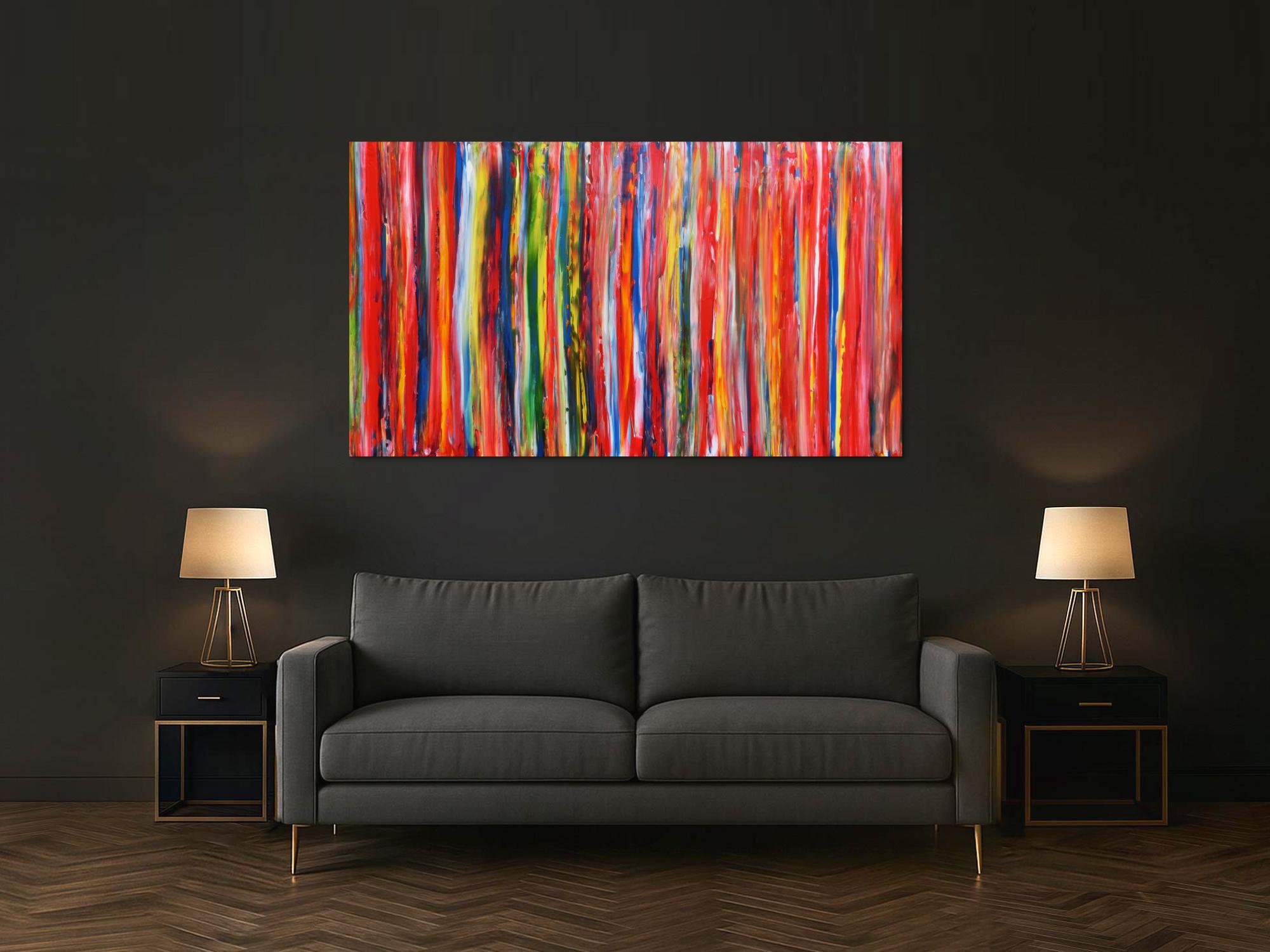 Abstraktes modernes Gemälde mit bunten Streifen