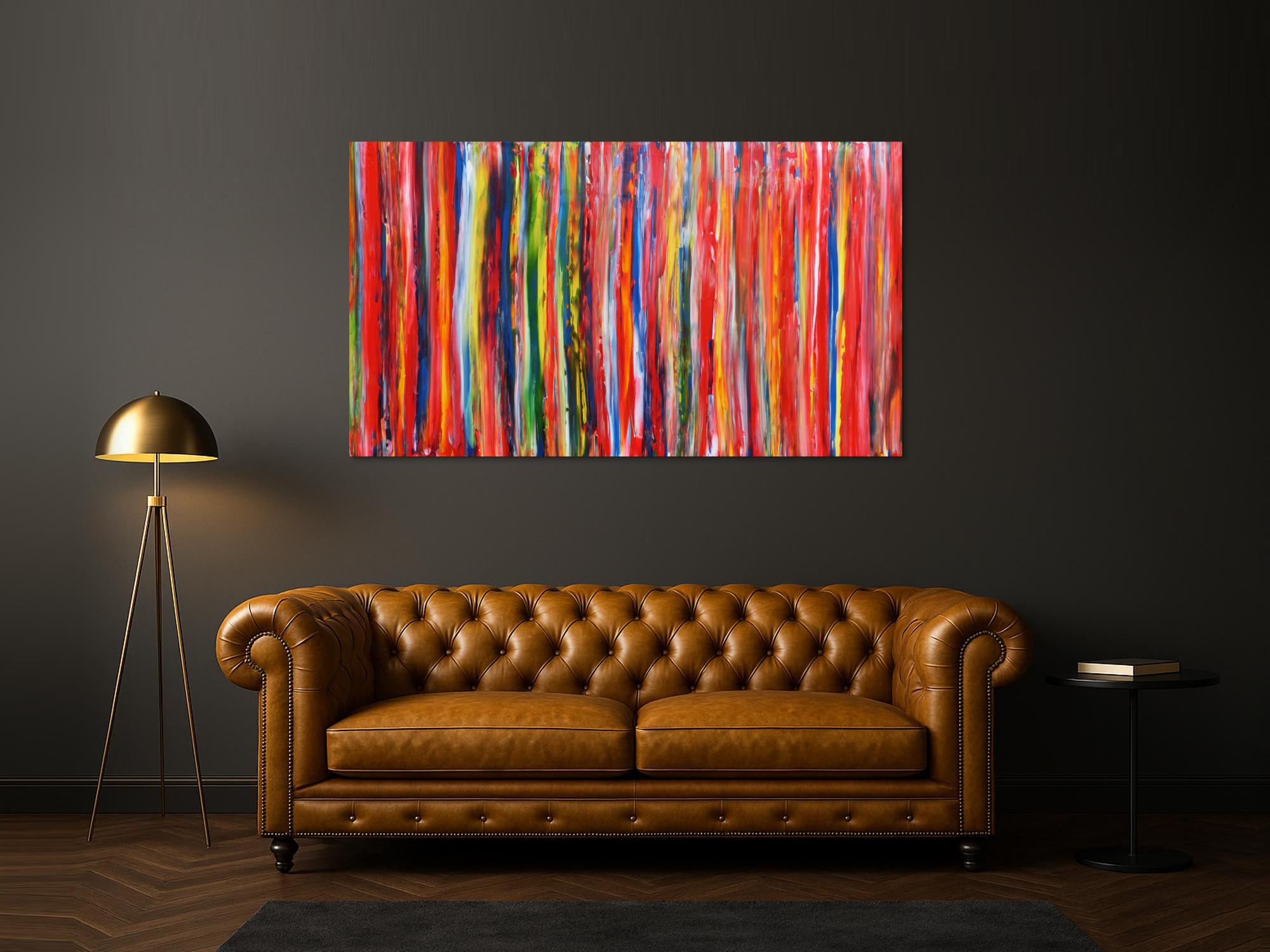 Abstraktes modernes Gemälde mit bunten Streifen