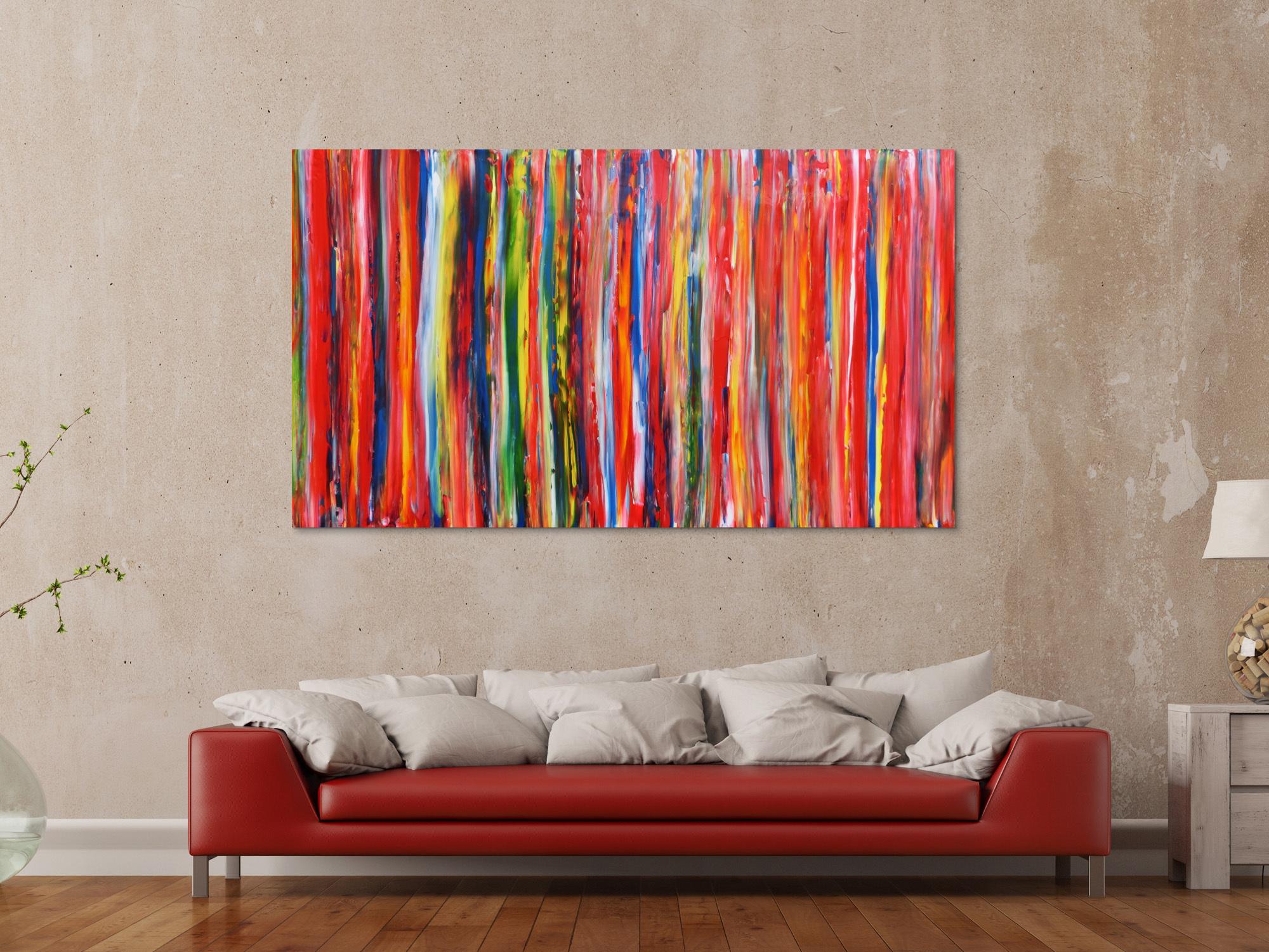 Abstraktes modernes Gemälde mit bunten Streifen