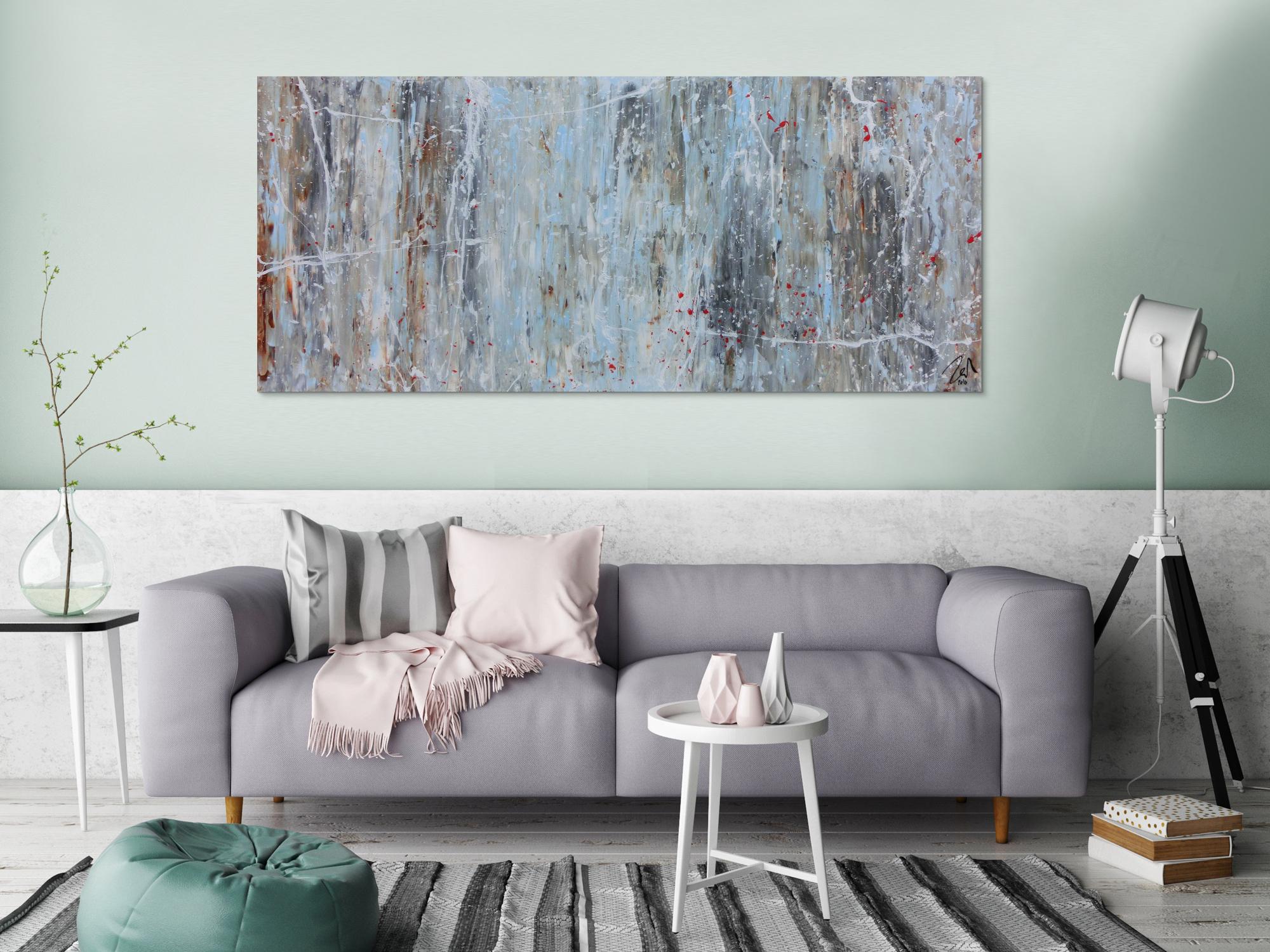 Abstraktes Gemälde modern schlicht mit hellen Farben