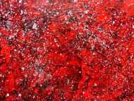 Detailaufnahme Modernes abstraktes Acrylgemälde in rot und silber