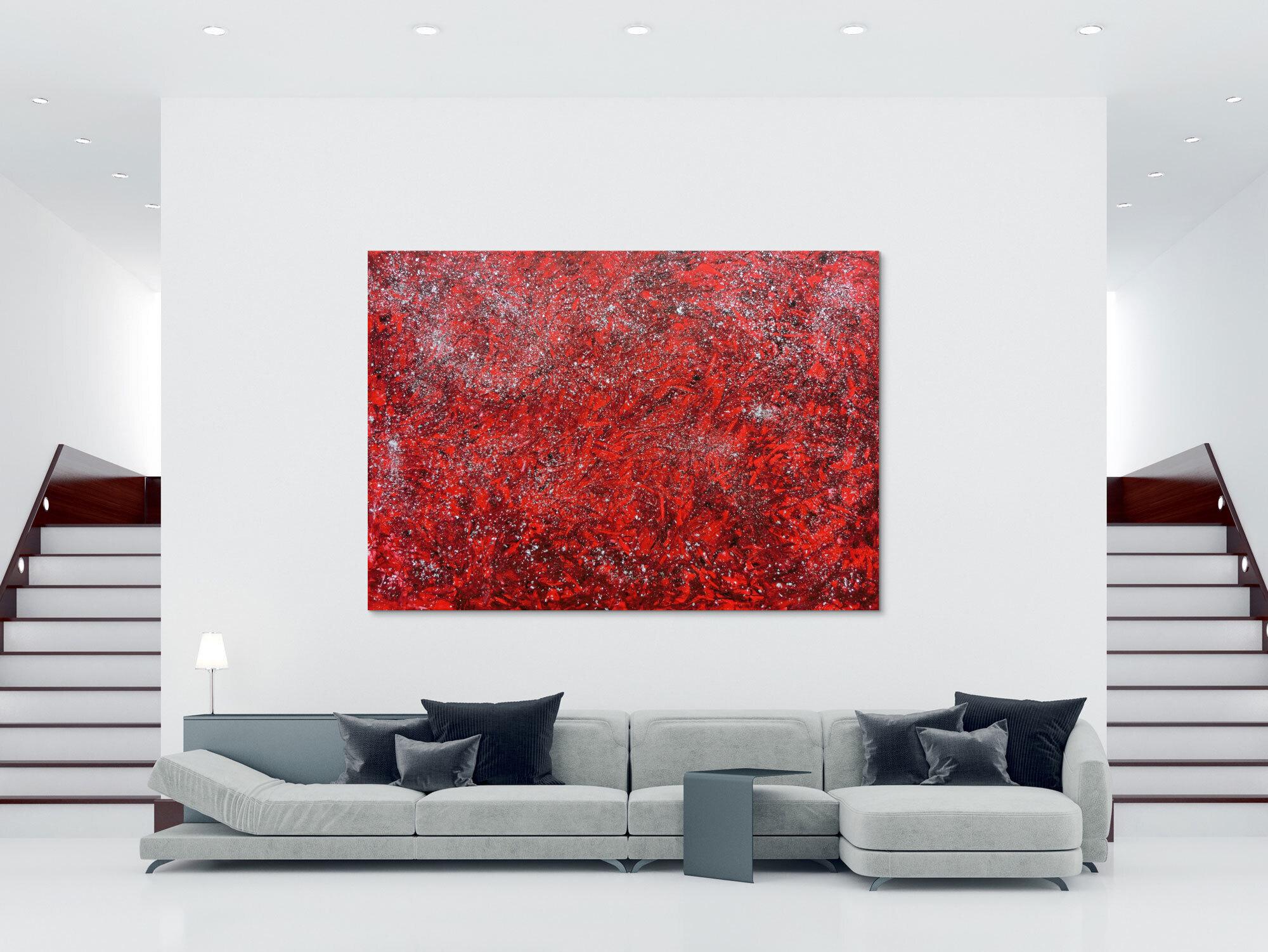 Abstraktes Kunstwerk in Rot und Orange