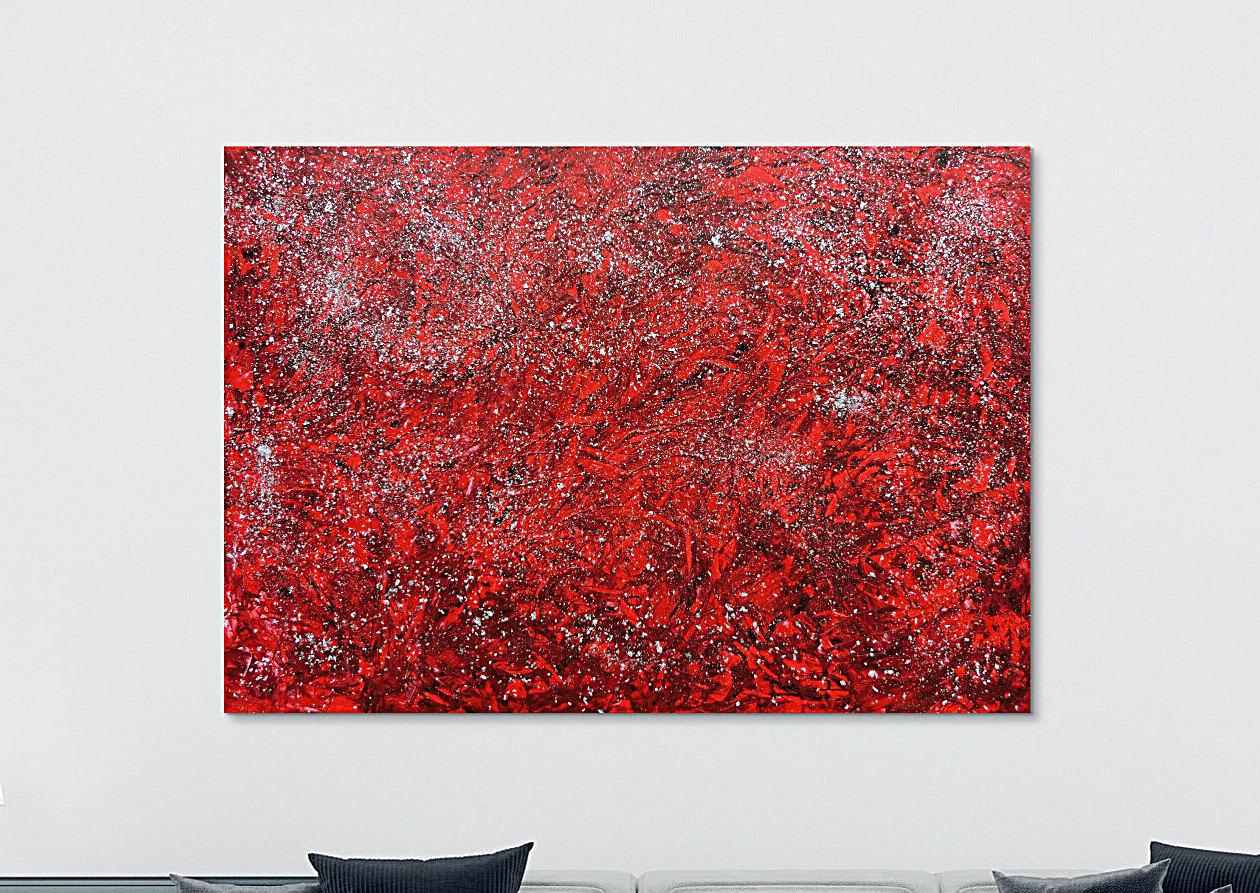 Abstraktes Kunstwerk in Rot und Orange