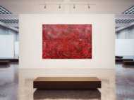 Modernes abstraktes Acrylgemälde in rot und silber