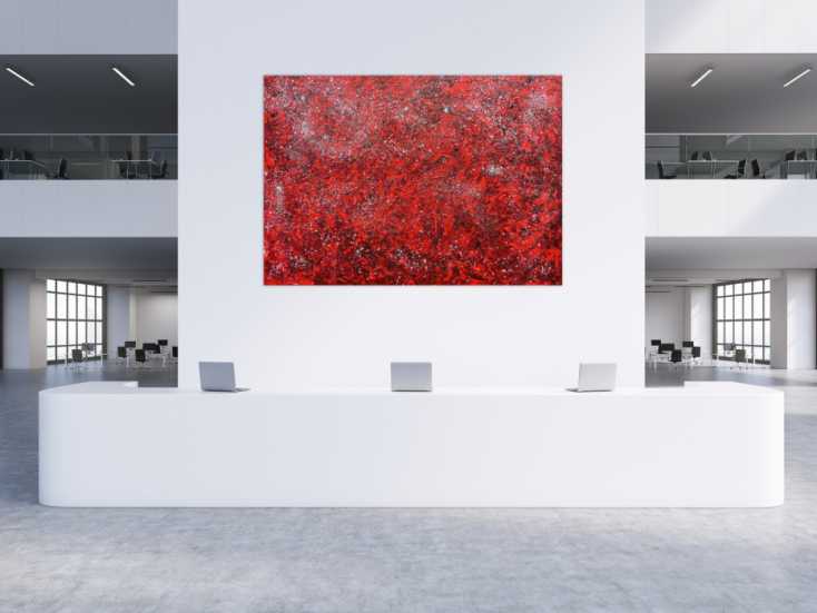 #601 Modernes abstraktes Acrylgemälde in rot und silber 170x240cm von Alex Zerr