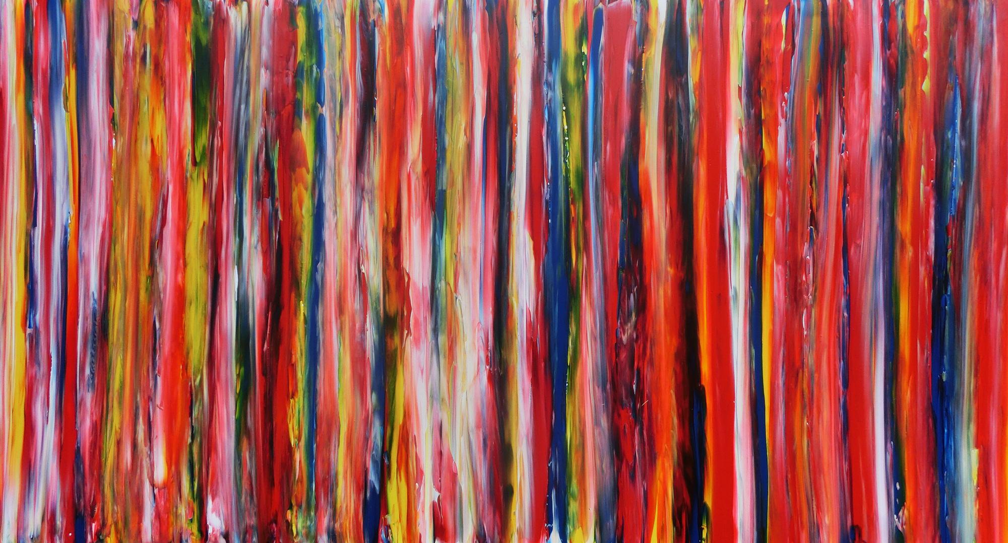 Abstraktes Gemälde modern mit bunten Streifen viele Farben