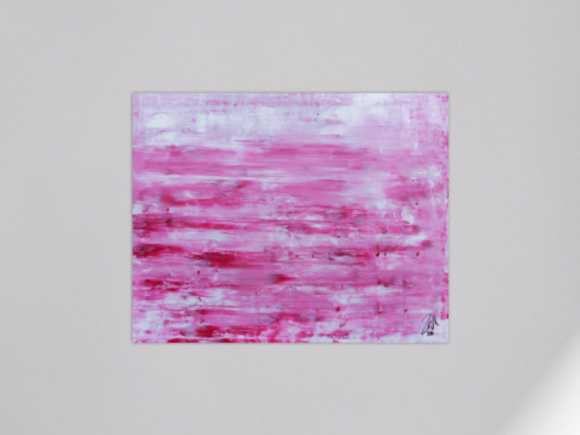 Abstraktes Acrylbild in rosa und weiß mit hellen Farben