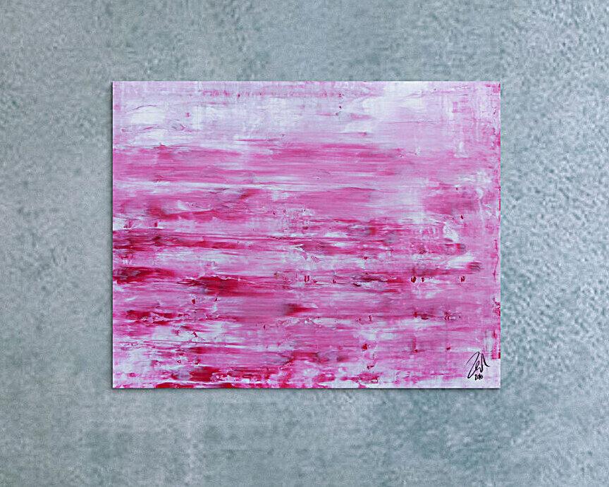 Abstraktes Acrylbild in rosa und weiß mit hellen Farben