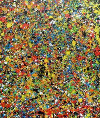 Sehr buntes abstraktes Gemälde viele Farben modern und farbenfroh