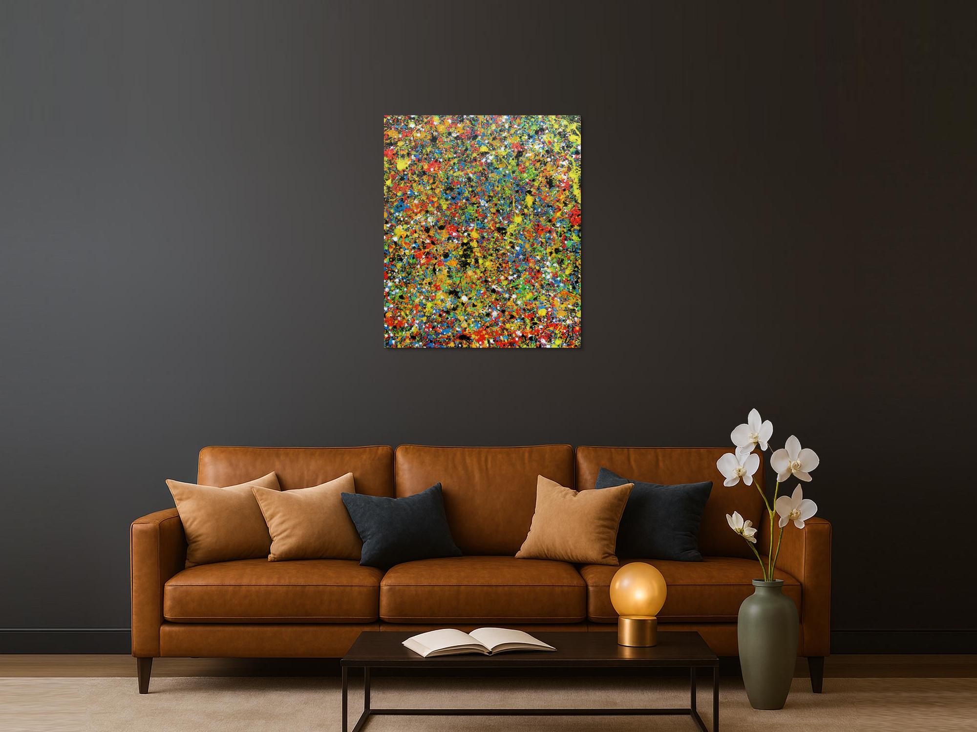 Sehr buntes abstraktes Gemälde viele Farben modern und farbenfroh