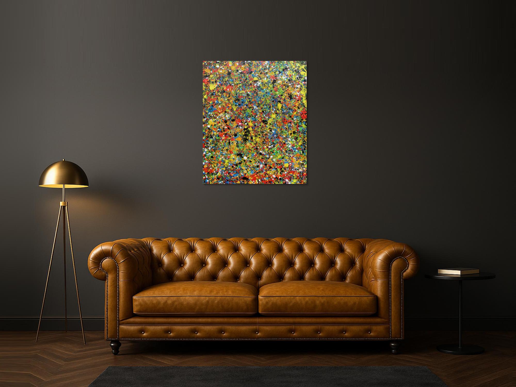 Sehr buntes abstraktes Gemälde viele Farben modern und farbenfroh