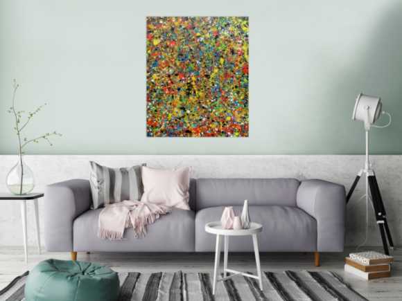Sehr buntes abstraktes Gemälde viele Farben modern und farbenfroh