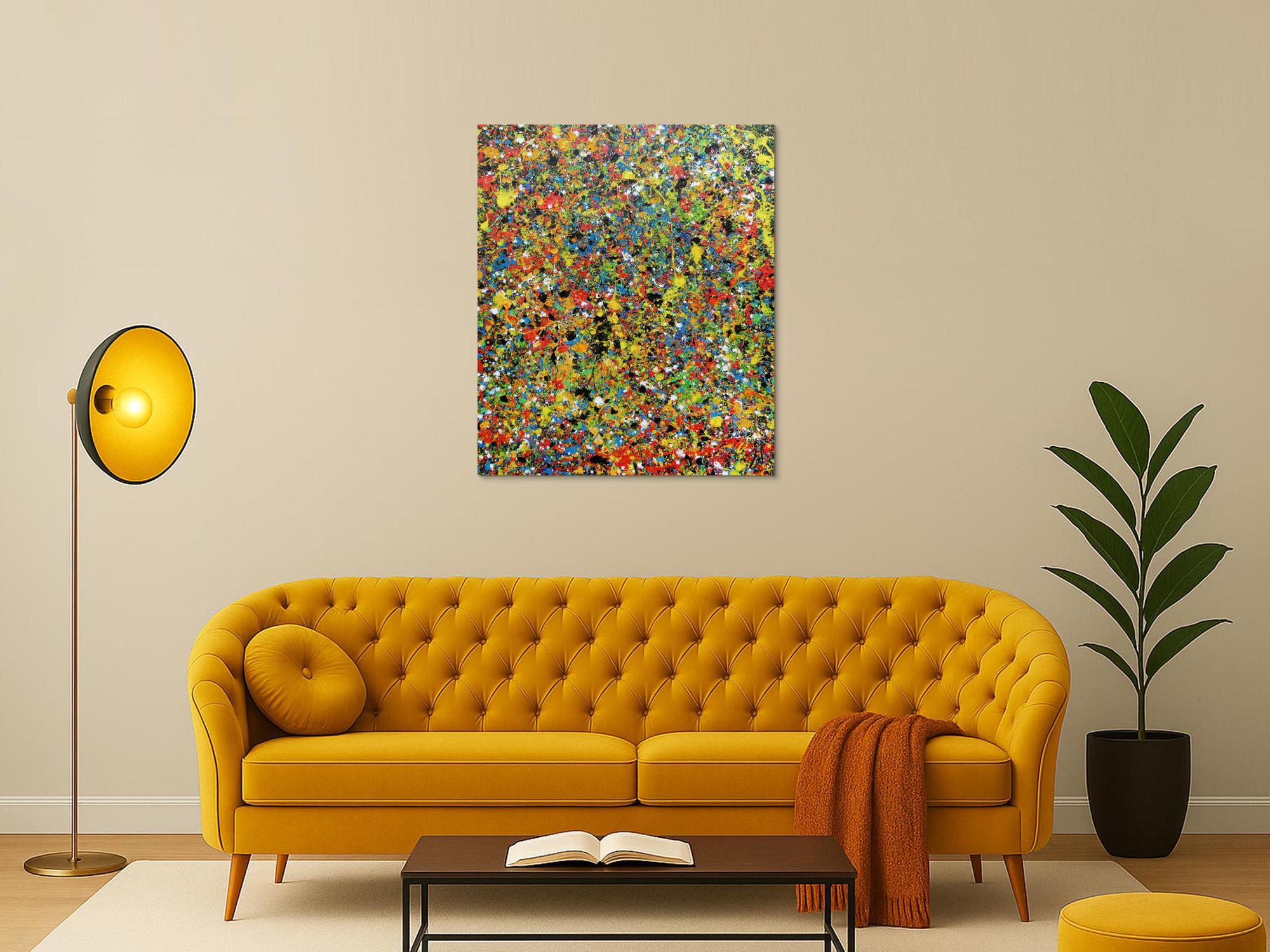 Sehr buntes abstraktes Gemälde viele Farben modern und farbenfroh