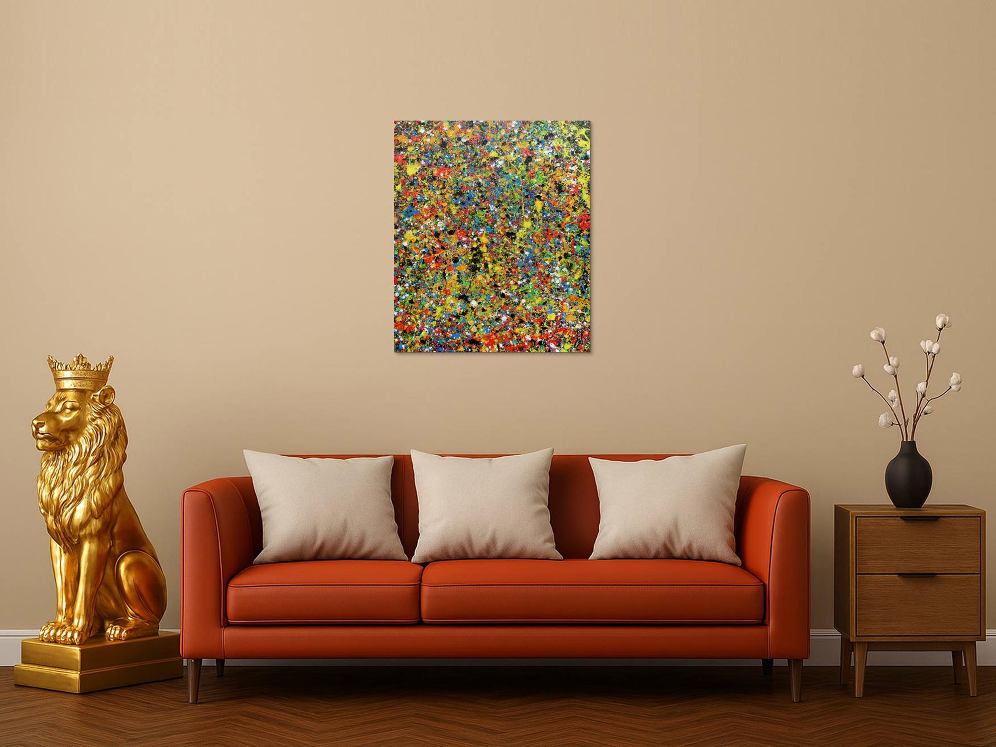Abstraktes Kunstwerk in Rot und Orange