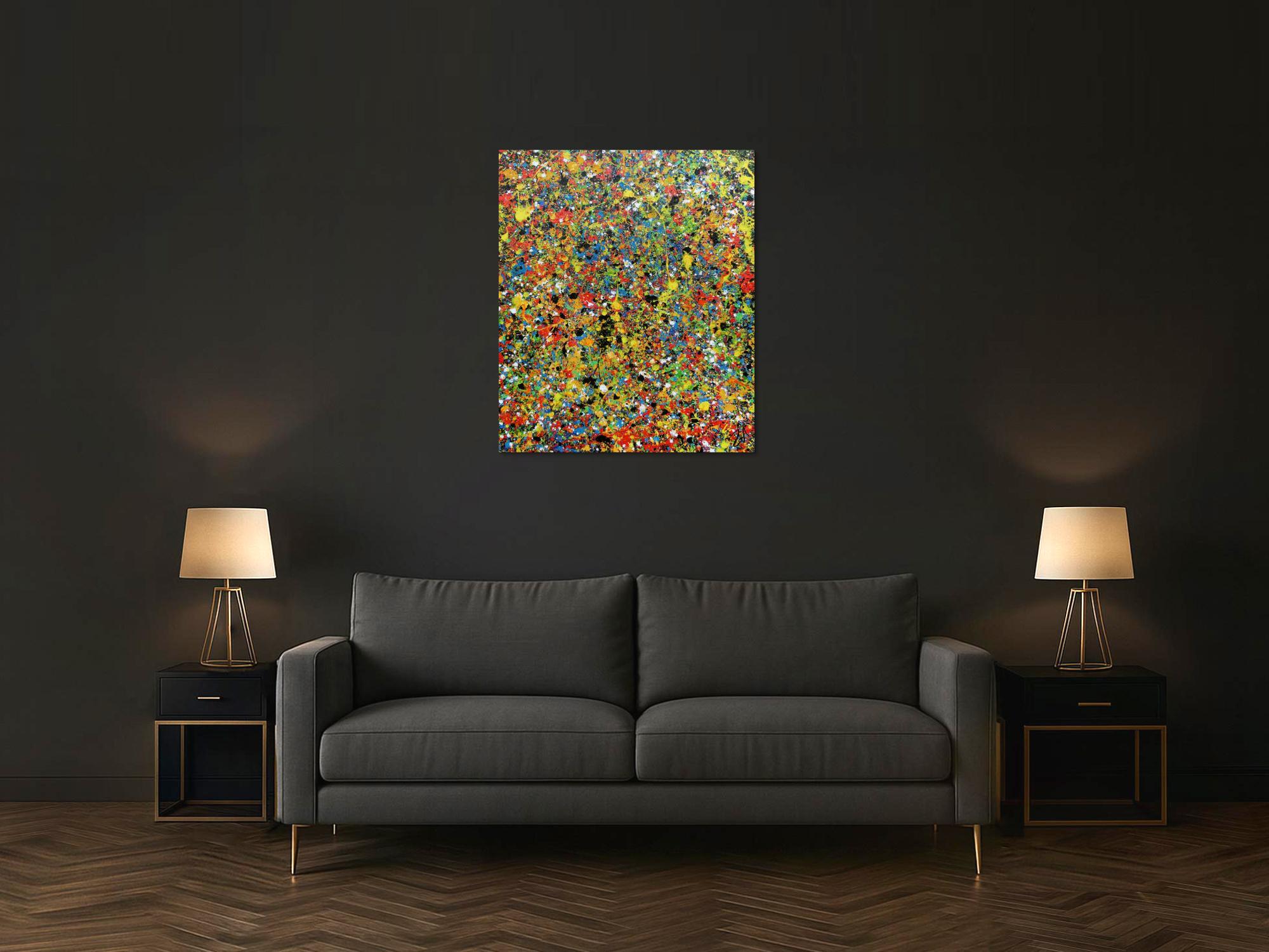 Sehr buntes abstraktes Gemälde viele Farben modern und farbenfroh