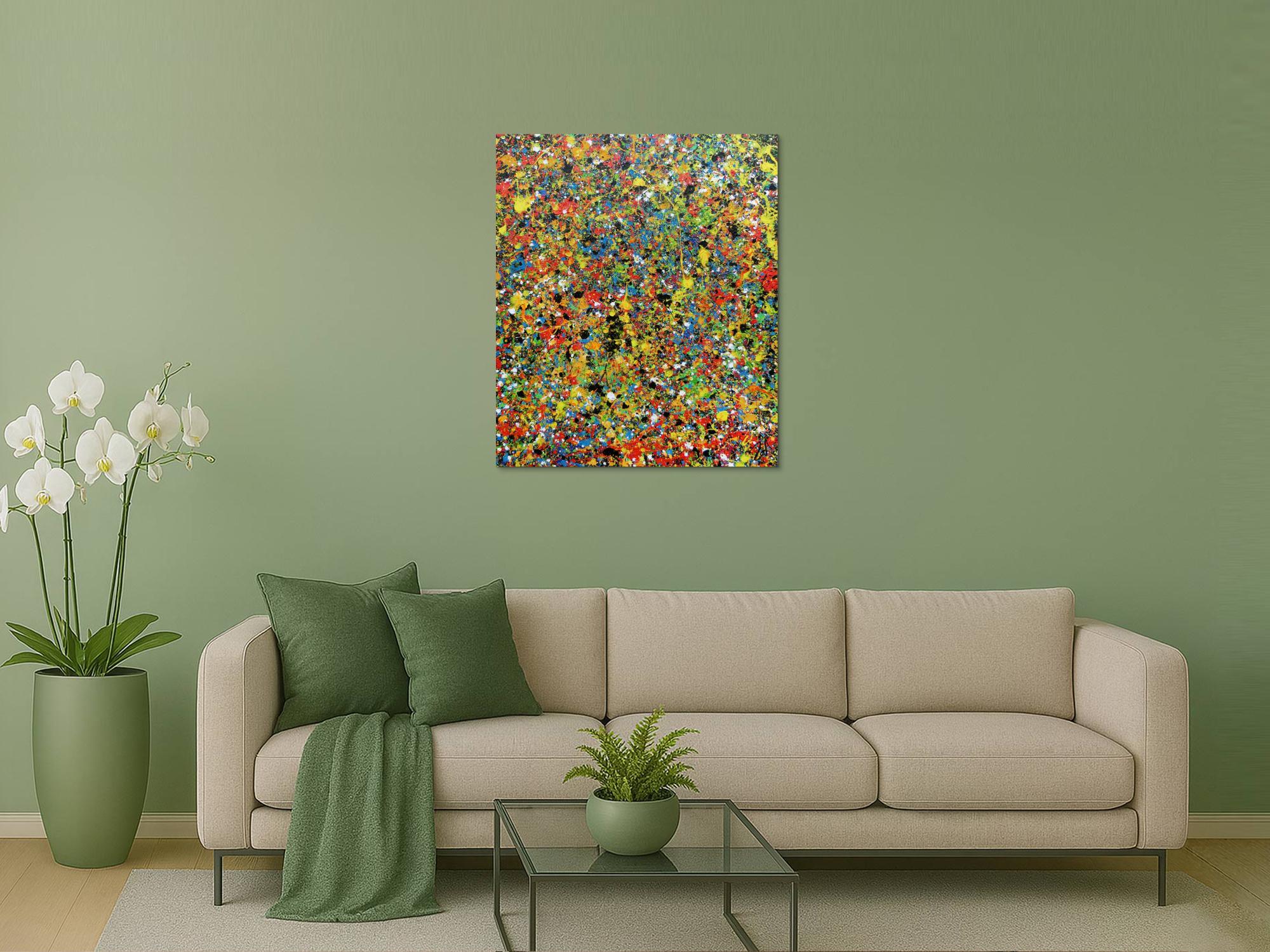 Sehr buntes abstraktes Gemälde viele Farben modern und farbenfroh