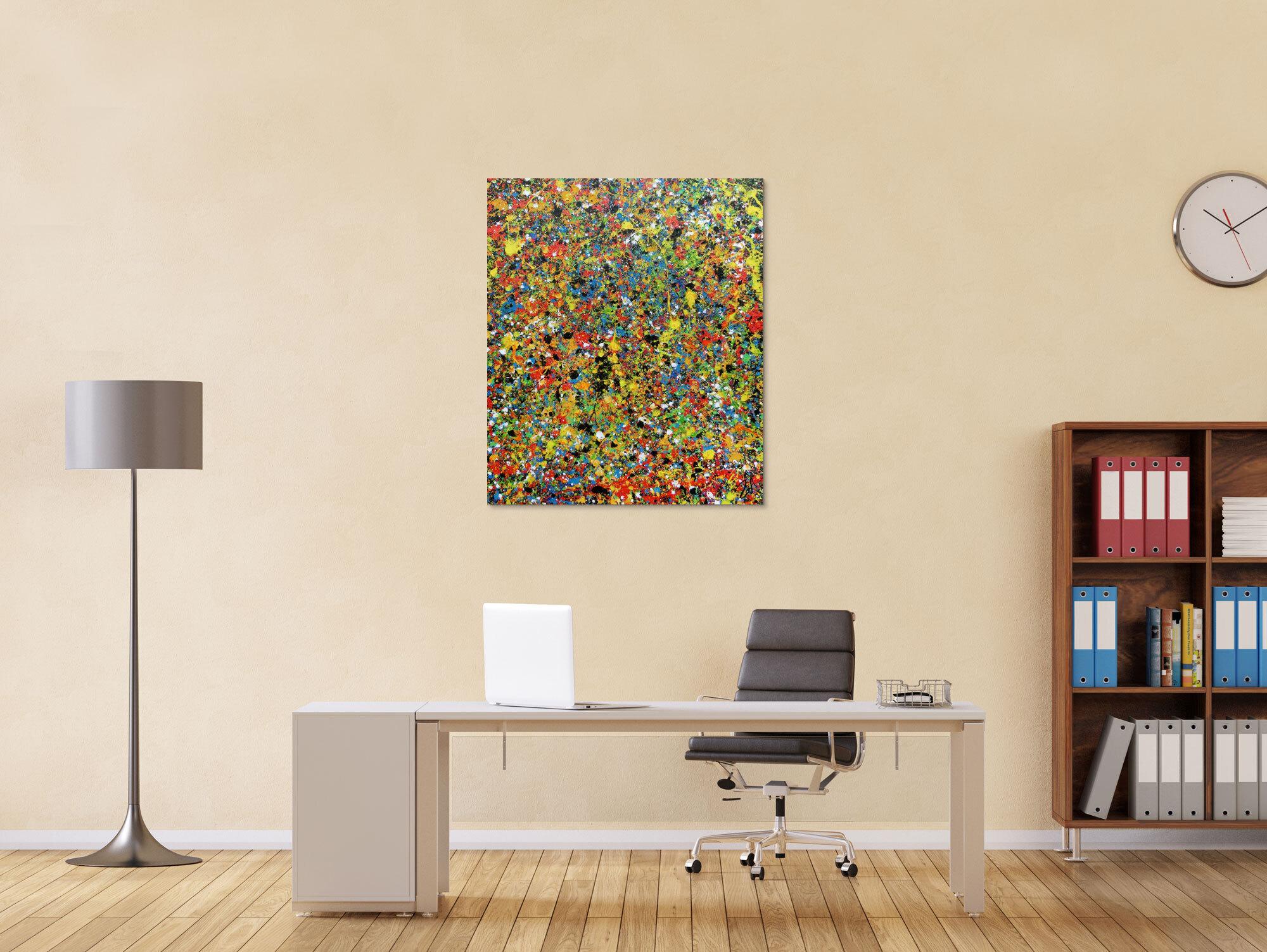 Sehr buntes abstraktes Gemälde viele Farben modern und farbenfroh