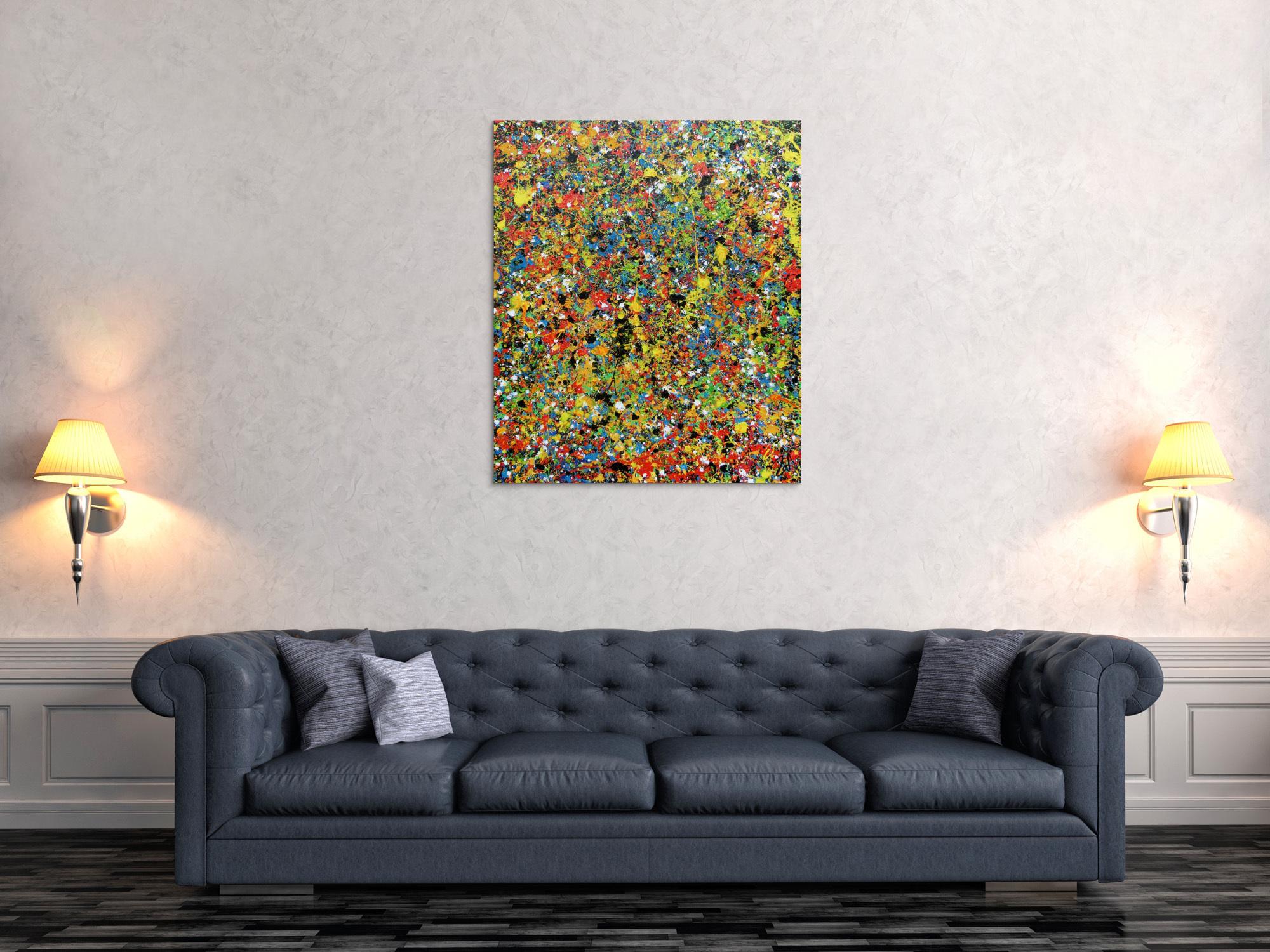 Sehr buntes abstraktes Gemälde viele Farben modern und farbenfroh