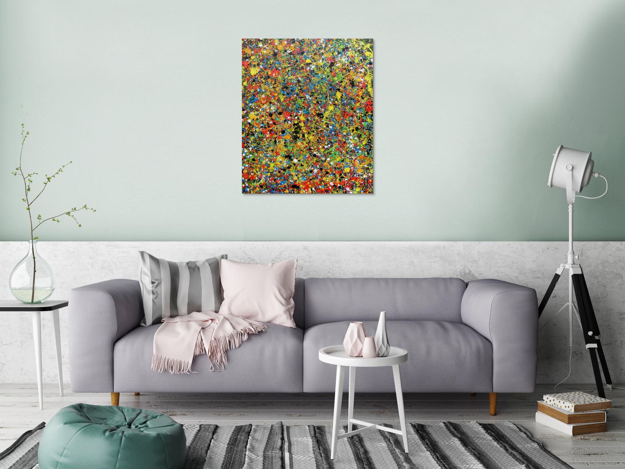 Abstraktes Kunstwerk in Rot und Orange