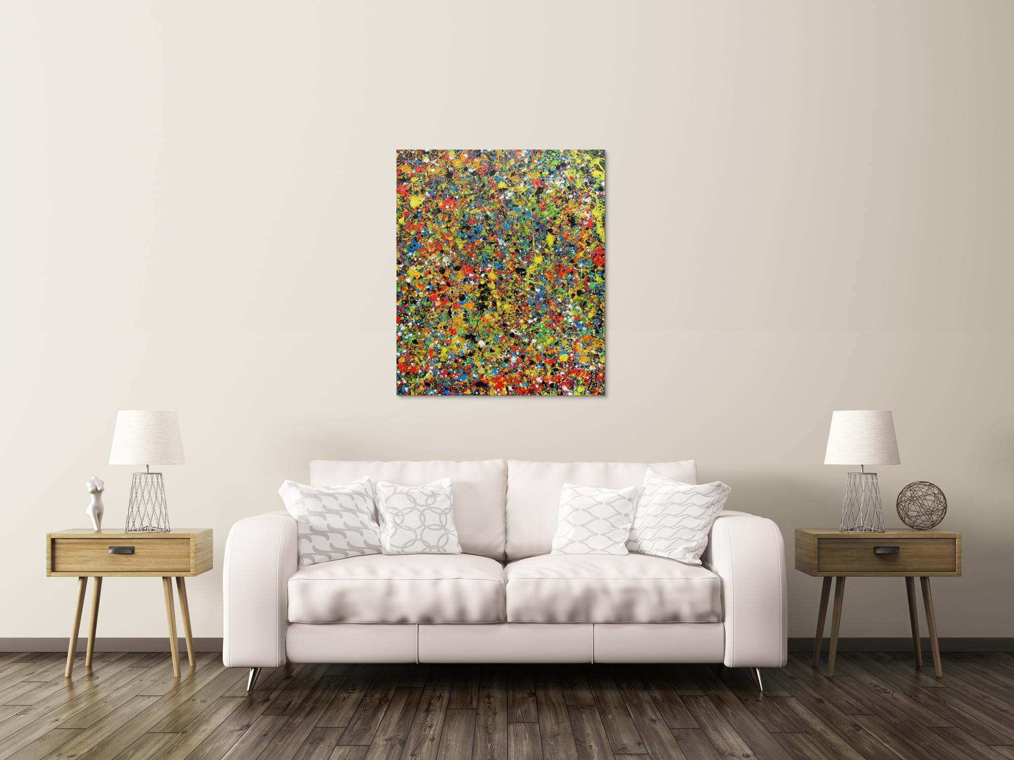 Sehr buntes abstraktes Gemälde viele Farben modern und farbenfroh