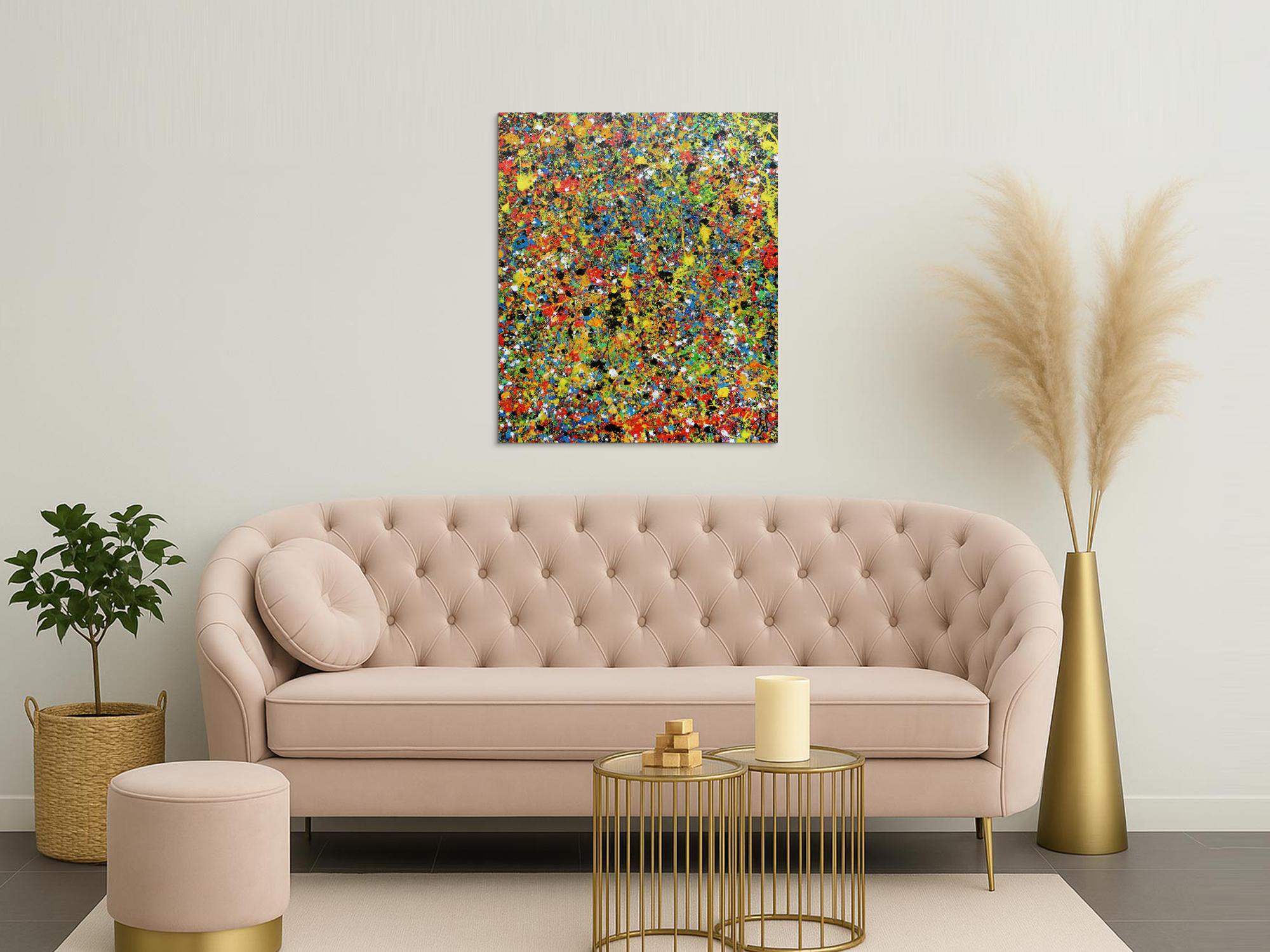 Sehr buntes abstraktes Gemälde viele Farben modern und farbenfroh