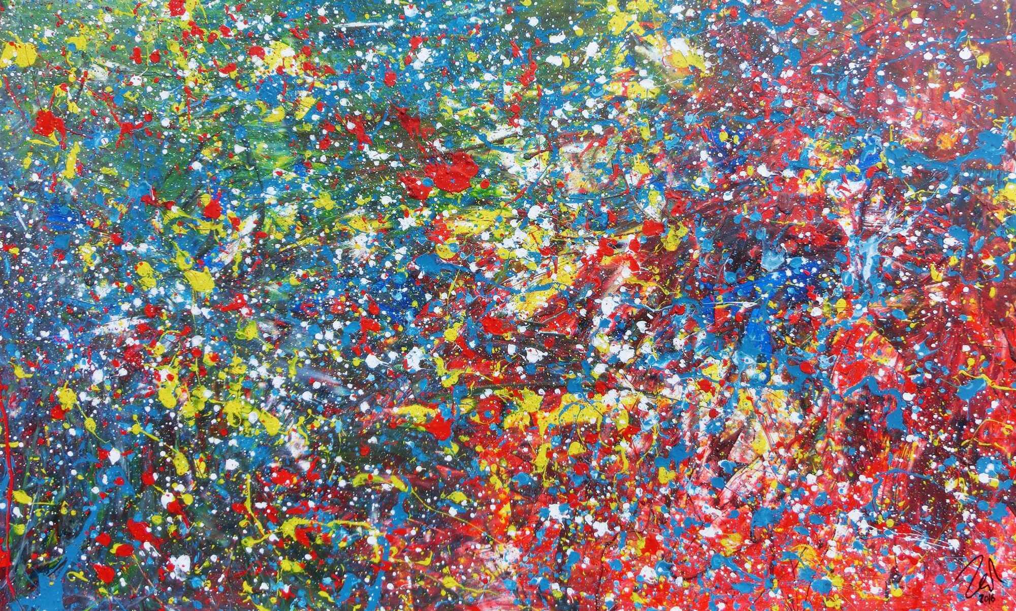 Buntes abstraktes Acrylbild modern mit vielen Farben