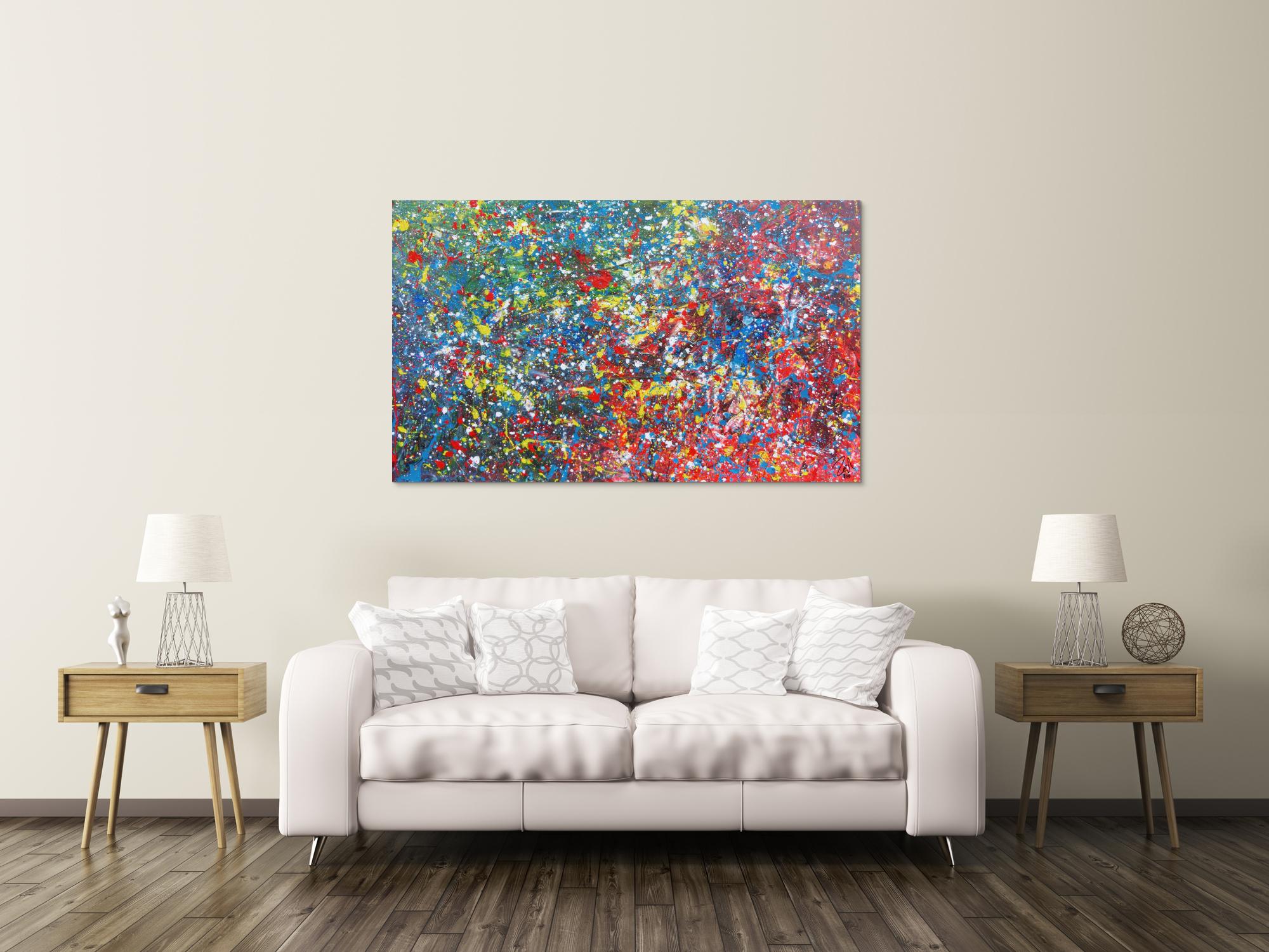 Buntes abstraktes Acrylbild modern mit vielen Farben