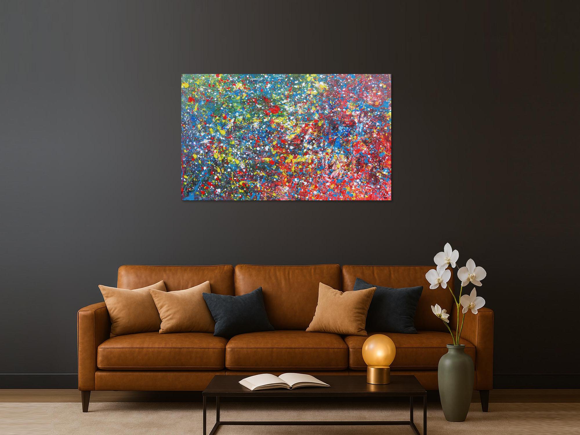 Buntes abstraktes Acrylbild modern mit vielen Farben