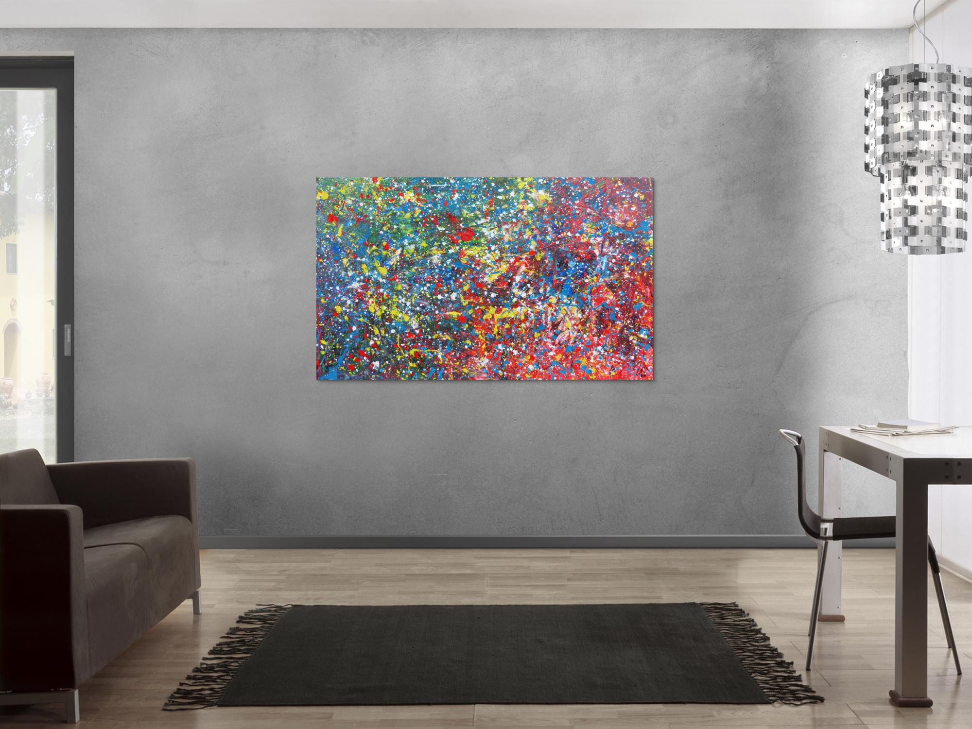 Buntes abstraktes Acrylbild modern mit vielen Farben