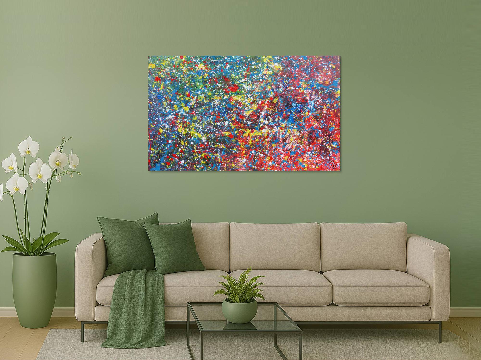 Buntes abstraktes Acrylbild modern mit vielen Farben