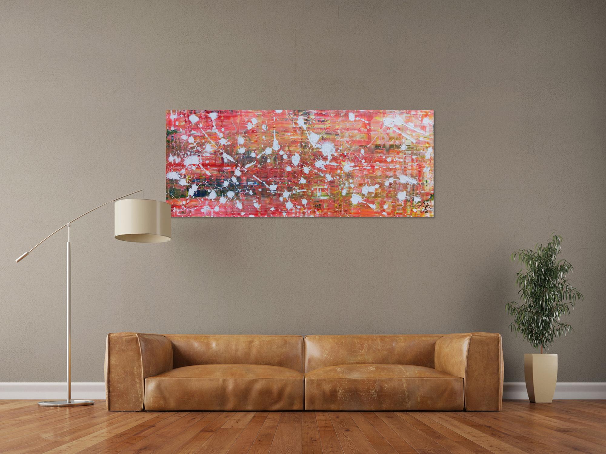 Abstraktes Kunstwerk in Rot und Orange