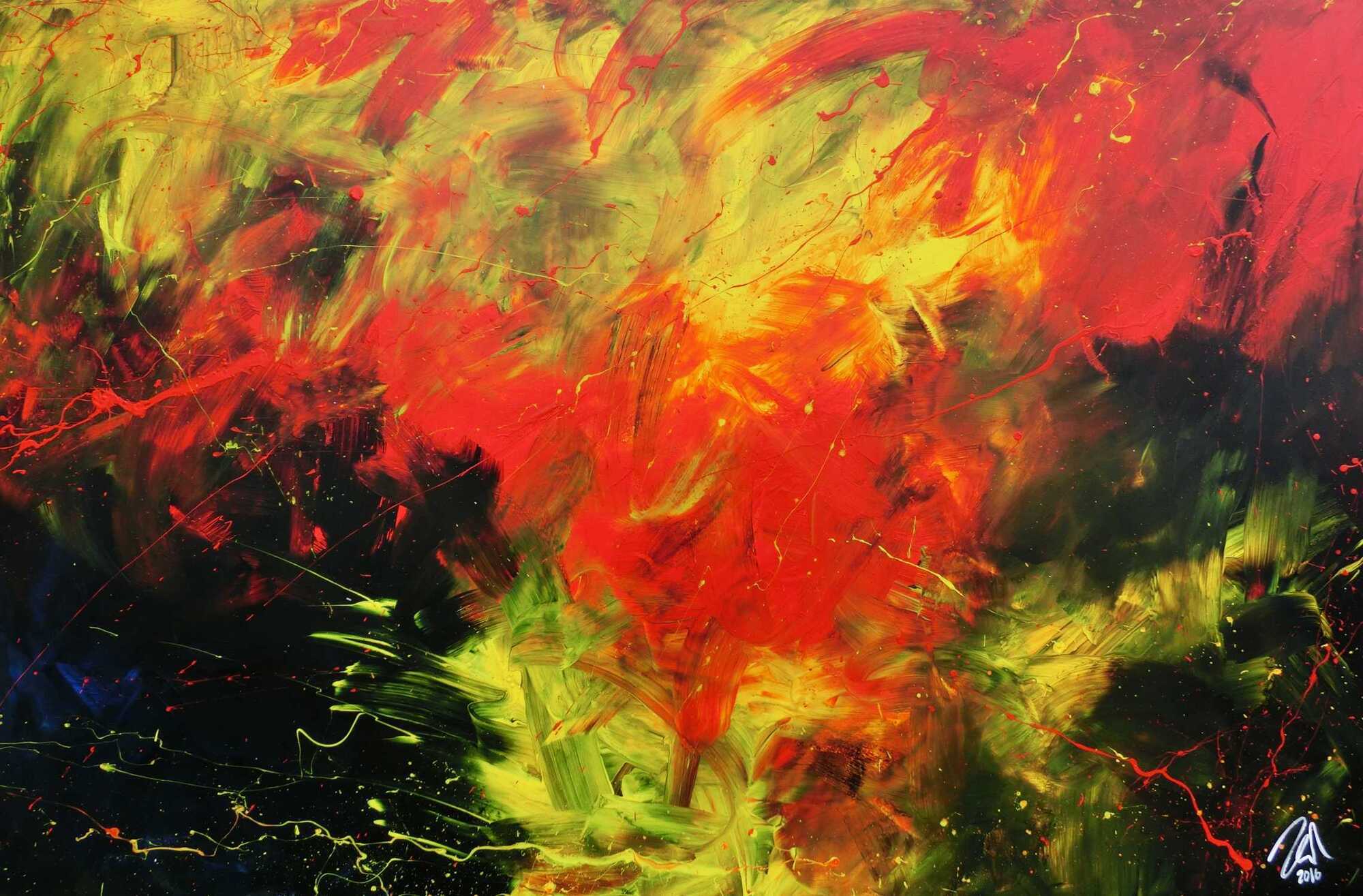 Abstraktes ausdrucksstarkes Acrylgemälde sehr modern 