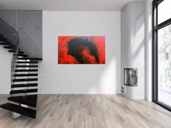 Sehr modernes abstraktes Gemälde minimalistisch rot schwarz