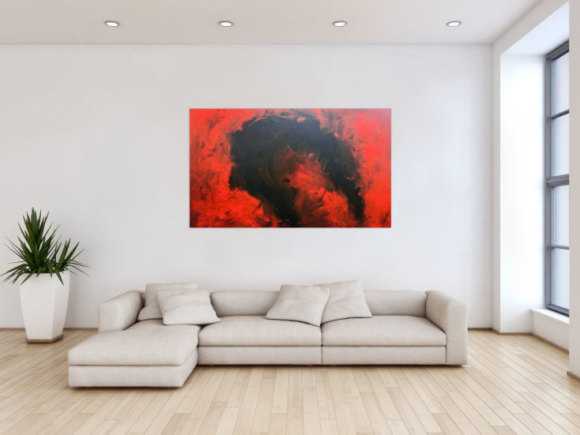 Sehr modernes abstraktes Gemälde minimalistisch rot schwarz
