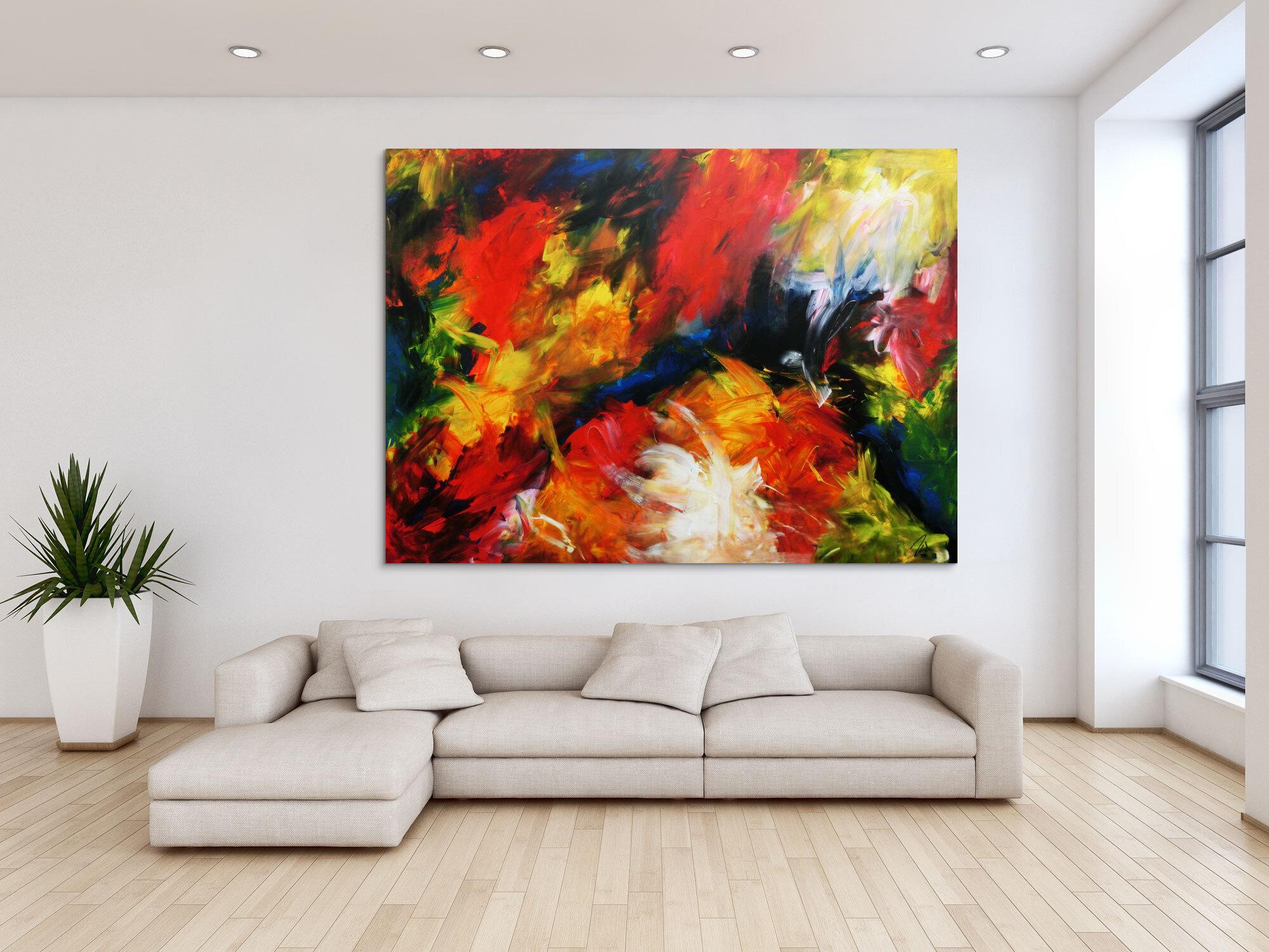 Sehr buntes und modernes abstraktes Acrylgemälde