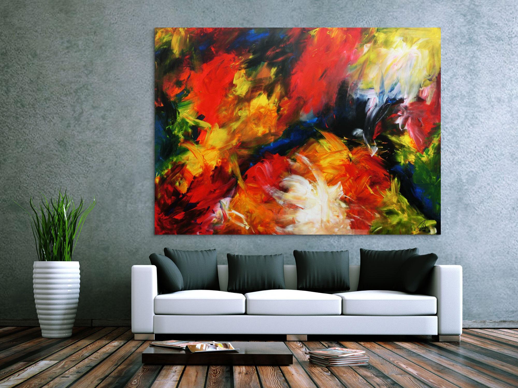 Sehr buntes und modernes abstraktes Acrylgemälde