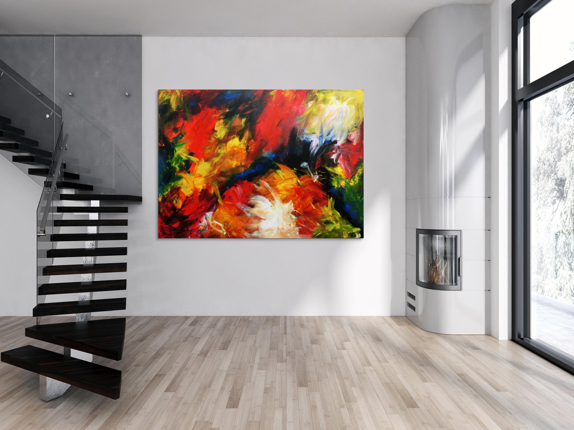 Sehr buntes und modernes abstraktes Acrylgemälde