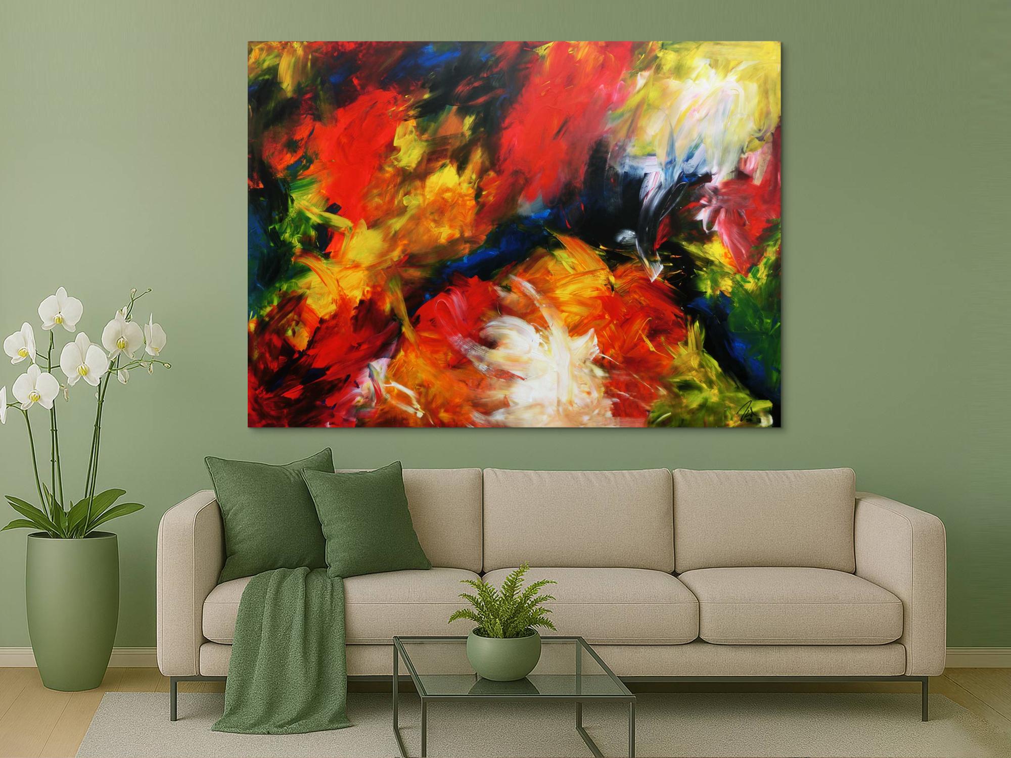 Sehr buntes und modernes abstraktes Acrylgemälde