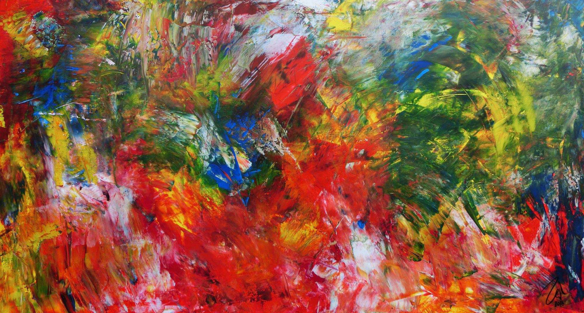 Abstrakteas Acrylgemälde modern bunt viele Farben