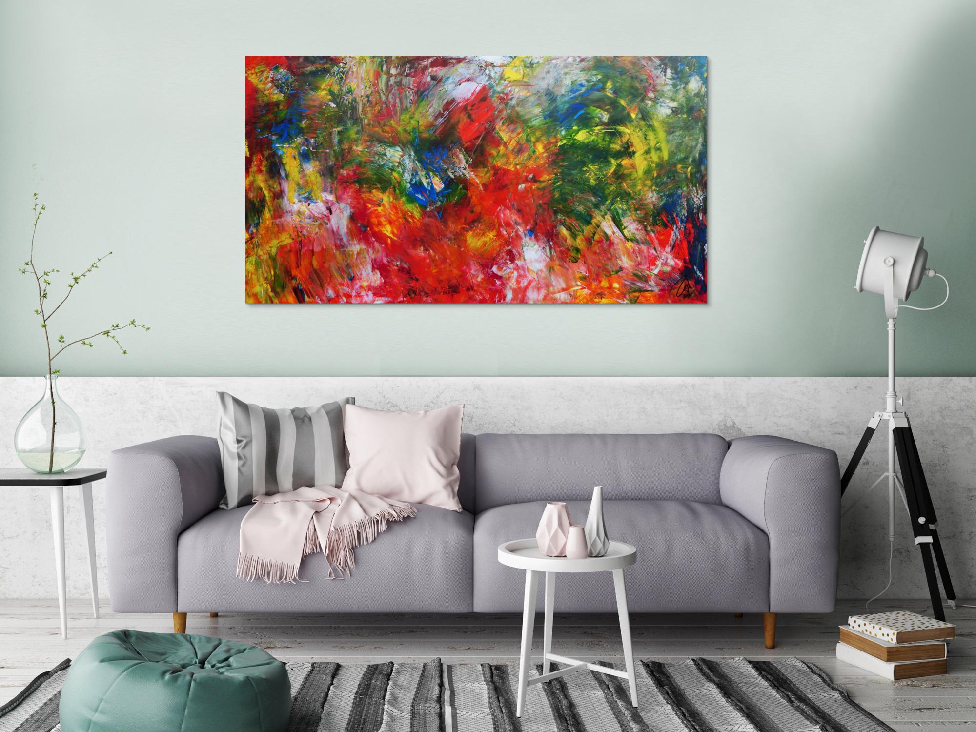 Abstrakteas Acrylgemälde modern bunt viele Farben