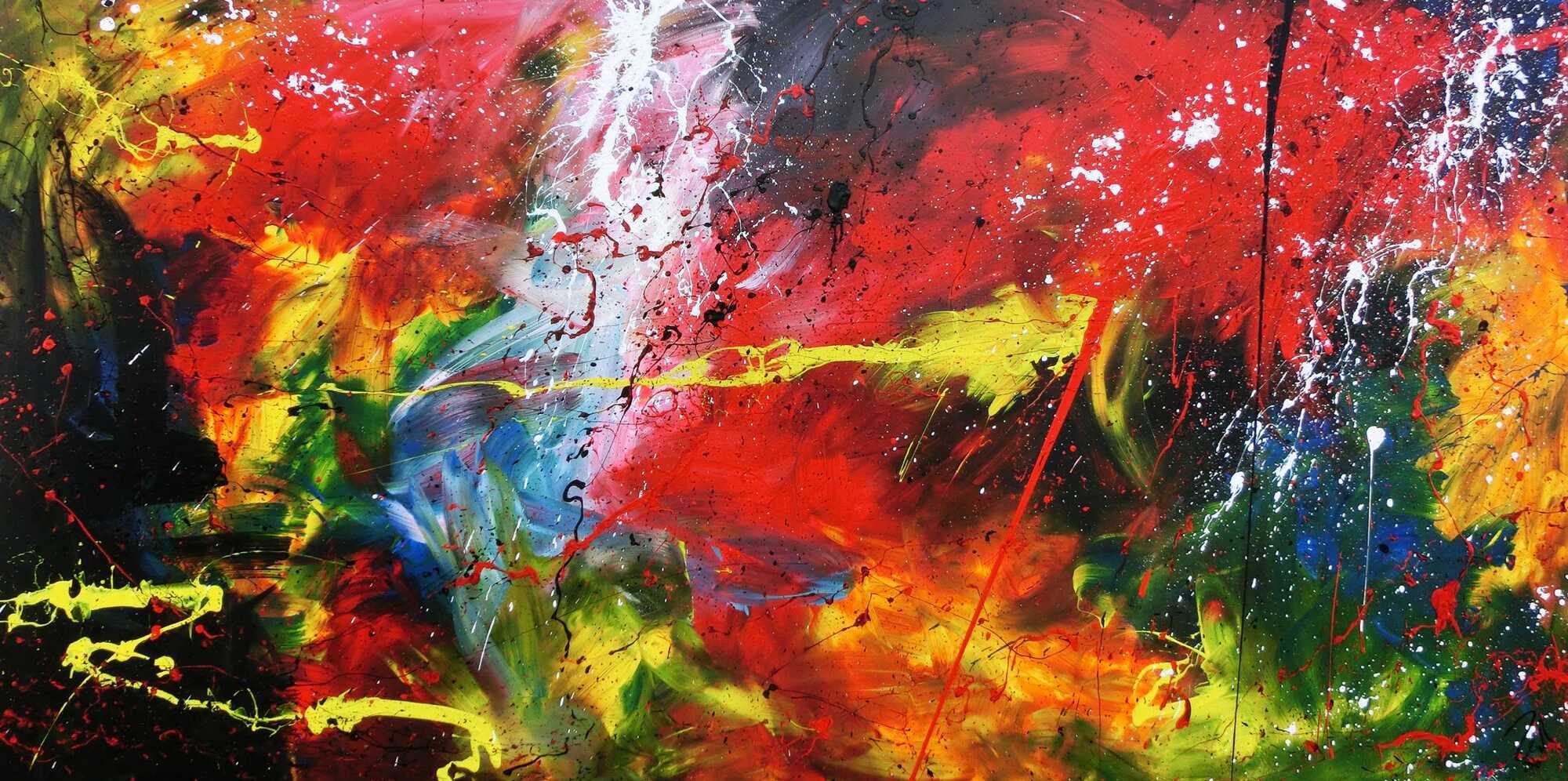 Buntes abstraktes Acrylgemälde modern sehr farbenfroh