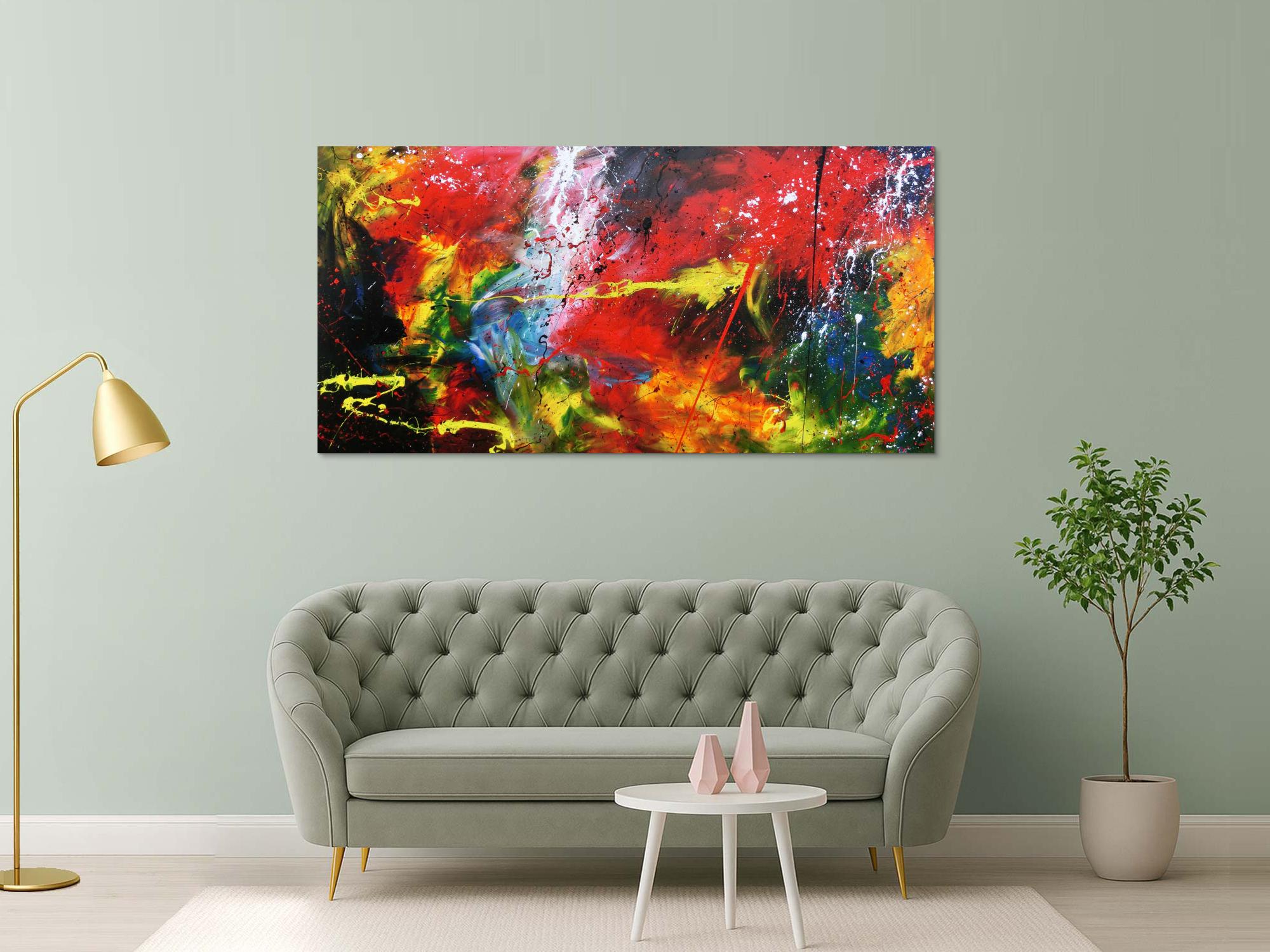 Buntes abstraktes Acrylgemälde modern sehr farbenfroh