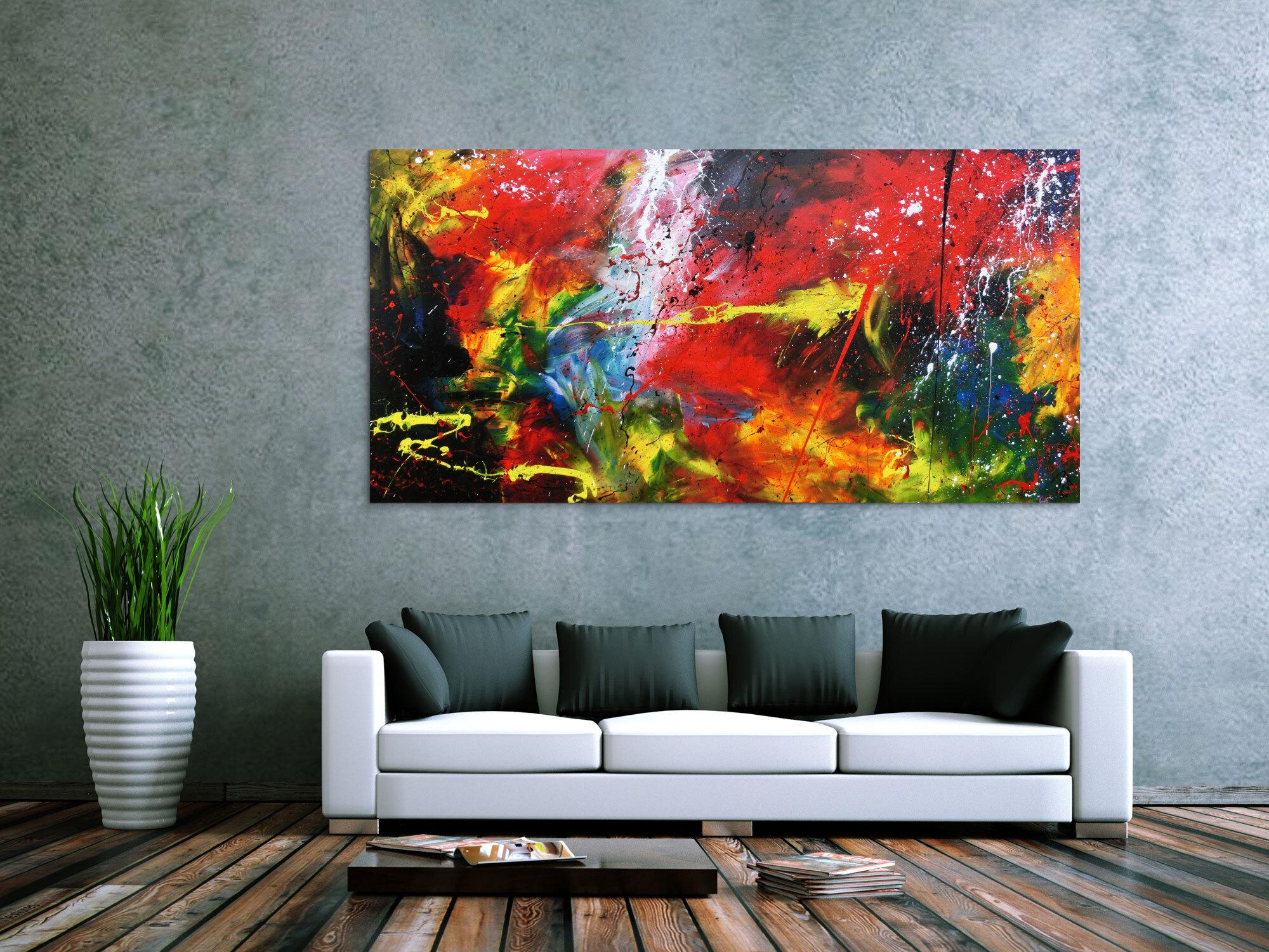 Buntes abstraktes Acrylgemälde modern sehr farbenfroh