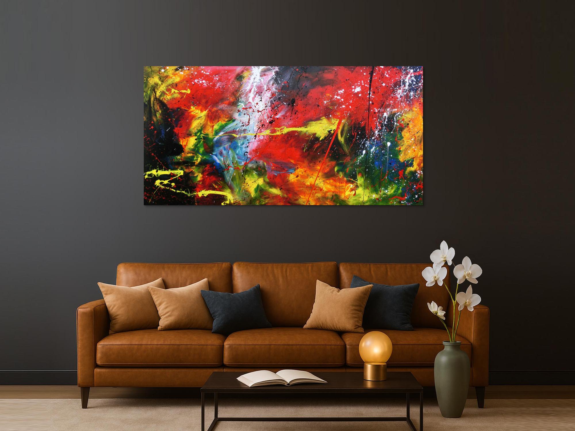 Buntes abstraktes Acrylgemälde modern sehr farbenfroh