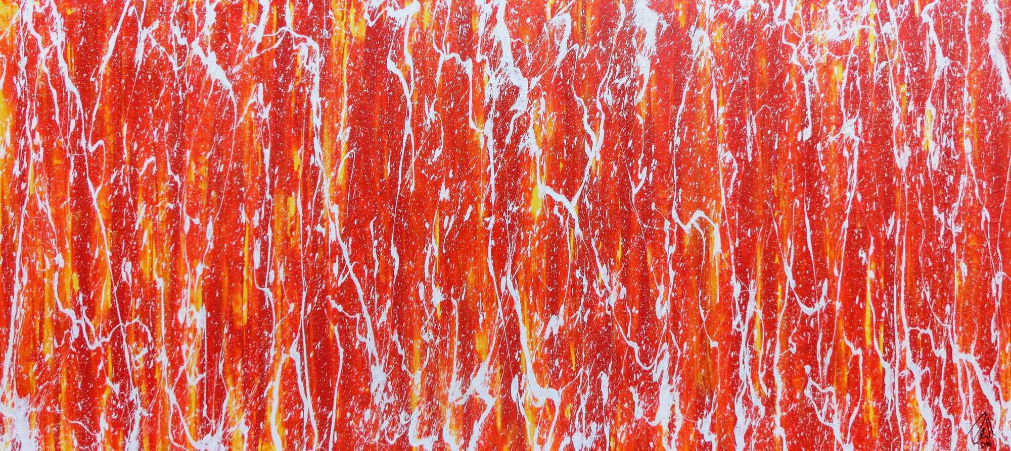 Modernes Acrylbild in orange und weiß