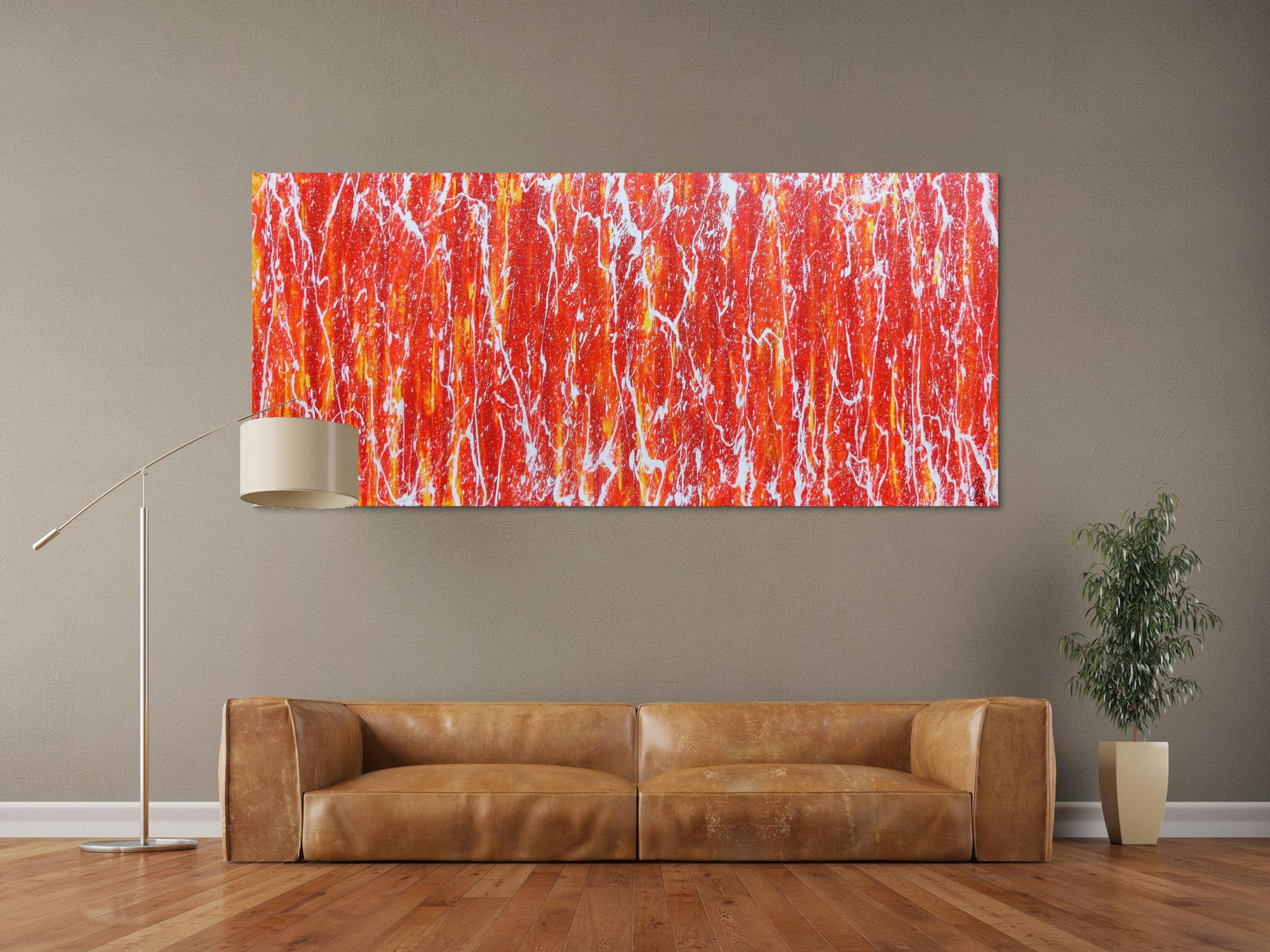 Modernes Acrylbild in orange und weiß