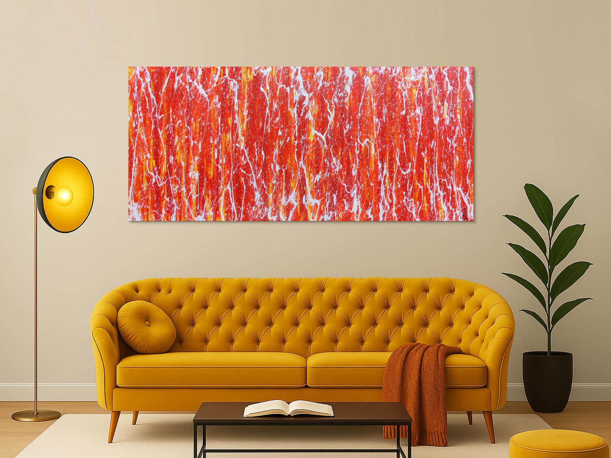 Modernes Acrylbild in orange und weiß