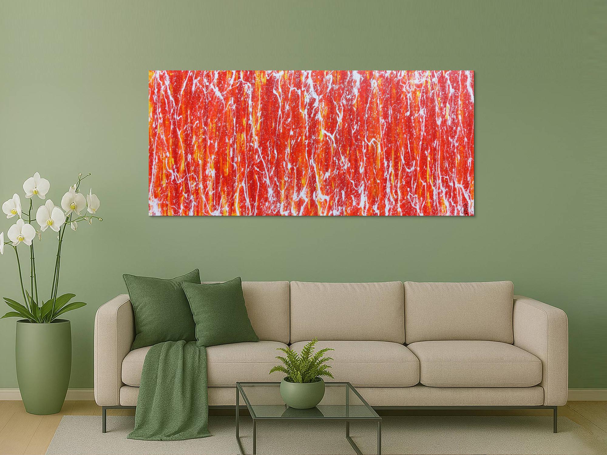Modernes Acrylbild in orange und weiß