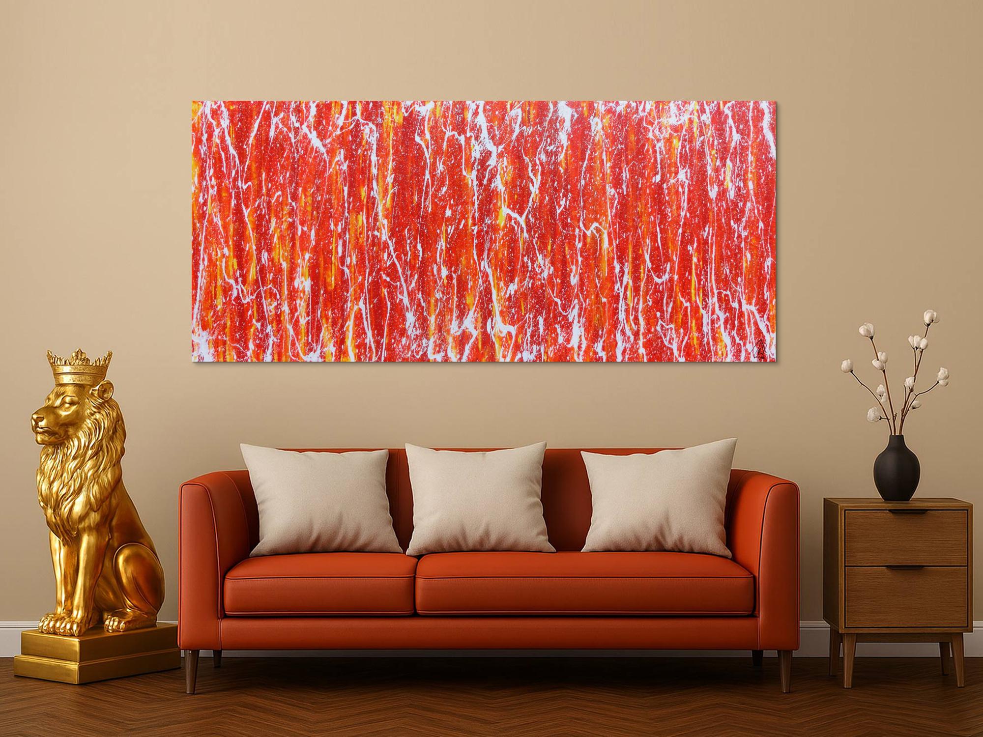 Modernes Acrylbild in orange und weiß